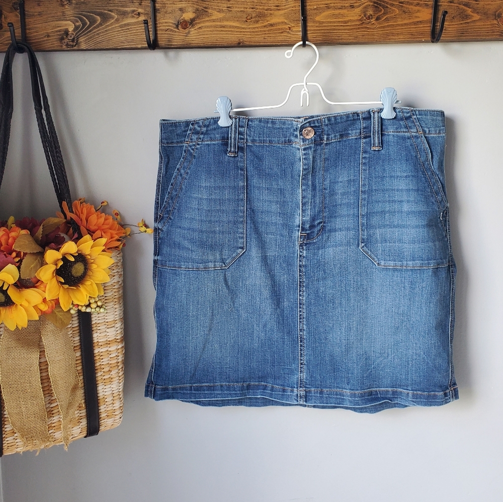 Seven7 Blue Denim Utility Mini Skirt
